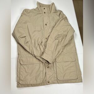 Eddie Bauer Jacket Men’s S Beige Mountain Parka Wool Line Chore Coat Full Zip